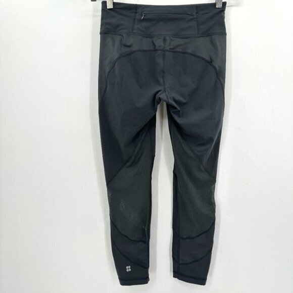 Sweaty Betty Gray The Power Mid Rise Mesh Running Yoga Small Cropped Leggings - Picture 2 of 6